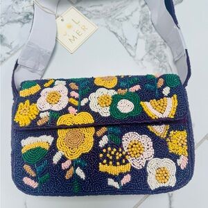 Viral TikTok Beaded Bag Floral Purple Shoulder Bag - NWT